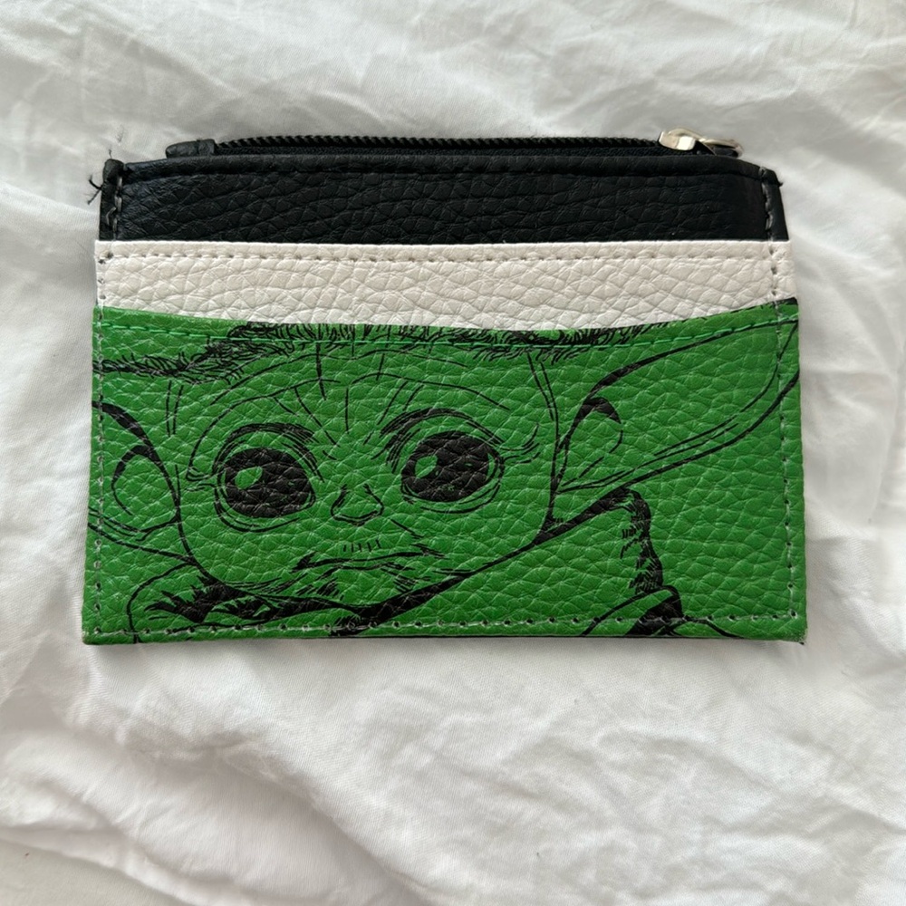 Star Wars Baby Yoda Card Holder Wallet- Green, Black and White